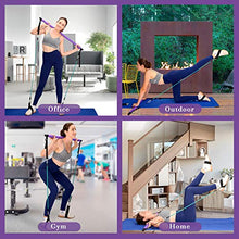 Load image into Gallery viewer, CB Fitness Pilates Stick Bar with Resistance Bands - Set of 3 Exercise Flex Bands & Fit Bar Attachment - Home Gym Equipment for Men & Women - Portable Workout Kit for Body Toning, Yoga & Core Training