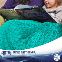 Load image into Gallery viewer, Roore 5 lb Weighted Blanket for Kids I 36"x48" I Weighted Blanket with Plush Minky Teal Removable Cover I Weighted with Premium Glass Beads I Perfect for Children from 40 to 60 lb