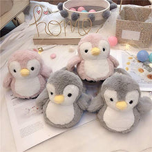 Load image into Gallery viewer, Womens Cute Penguin Animal Slippers Novelty Cozy Fuzzy Slippers Soft Plush Winter Warm House Shoes Grey