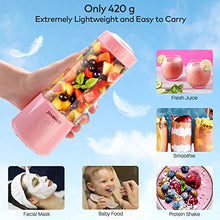 Load image into Gallery viewer, Portable Blender, Jovokich Personal Blender for Shakes and Smoothies, 14oz Juice Extractor Fruit Cup with 4000mAh USB Rechargeable Battery, Crushed Ice Maker Drink Mixer