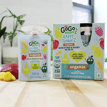 Load image into Gallery viewer, GoGo squeeZ happy tummieZ Organic Apple Pear Yellow Carrot Raspberry, 3.2 oz. (4 Pouches) - Kids Snacks with Prebiotic Fiber - Gluten Free Snacks for Kids - Nut & Dairy Free - Vegan Snacks