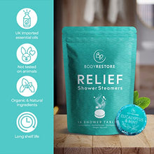 Load image into Gallery viewer, BodyRestore Shower Steamers (Pack of 15) Mother's Day Gifts for Mom - Eucalyptus & Peppermint Essential Oil Scented Aromatherapy Shower Bomb, Shower Tablets - Gifts for Women and Men