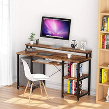 Load image into Gallery viewer, NOBLEWELL Computer Desk with Monitor Stand Storage Shelves Keyboard Tray,47" Studying Writing Table for Home Office (Rustic Brown)
