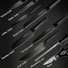 Load image into Gallery viewer, Knife Set, 15 Pieces Chef Knife Set with Block for Kitchen, German Stainless Steel Knife Block Set, Dishwasher Safe, Elegant Black