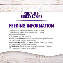 Load image into Gallery viewer, Wellness Chicken & Turkey Lovers Minced and Gravies Variety Pack, 3 oz (Pack of 24)