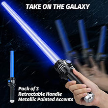 Load image into Gallery viewer, TOY Life Light Up Saber - 3 Pack Lightup Sabers, Telescopic Extendable & Collapsable Laser Sword, LED Light Sword Set with Motion Sensitive FX Sound, Light Up Swords for Kids Adults
