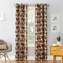 Load image into Gallery viewer, No. 918 43108 Celestial Geometric Print Grommet Curtain Panel, 48" x 63", Paprika Red