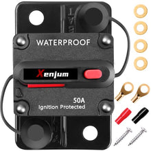 Load image into Gallery viewer, Xenjum 50 Amp Circuit Breaker Kit, Professional Amp Breaker with Fuse Manual Reset Switch for RV Marine Boat Truck Yacht Battery Trailer Audio System Protection Modification,12-48V DC, Waterproof