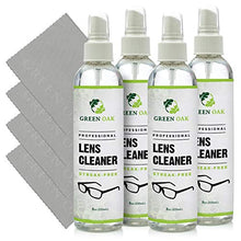 Load image into Gallery viewer, Lens Cleaner Spray Kit – Green Oak Professional Lens Cleaner Spray with Microfiber Cloths – Best for Eyeglasses, Cameras, and Lenses - Safely Cleans Fingerprints, Dust, Oil (8oz 4-Pack)