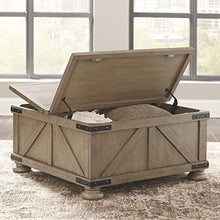 Load image into Gallery viewer, Signature Design by Ashley - Aldwin Farmhouse Storage Coffee Table, Brown Pine Wood