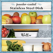 Load image into Gallery viewer, Home Acre Designs Butter Dish with Lid for Countertop - Unbreakable Metal Container & Covered Mess-Free Butter Keeper - Large Vintage Farmhouse Style Dishes