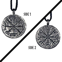 Load image into Gallery viewer, Double Sided Viking Vegvisir Aegishjalmur Stave Pendant Necklace on Vegan Hemp Cord - Adjustable Length