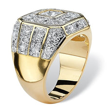 Load image into Gallery viewer, Palm Beach Jewelry Men's 14K Yellow Gold Plated Square Cut Cubic Zirconia Octagon Ring Size 12