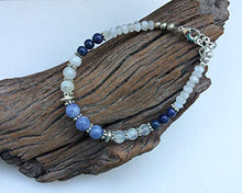 Load image into Gallery viewer, Natural Celestite bracelet, White blue gem bracelet, Moonstone Lapis celestite handmade bracelet
