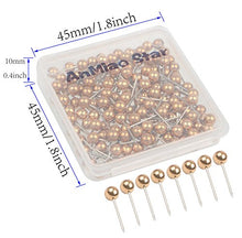 Load image into Gallery viewer, AnMiao Star 1/8 Inch Map Tacks, Push Pins, Plastic Round Head, Steel Point,100-Count,Gold Colors