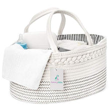 Load image into Gallery viewer, Luxury Little Baby Diaper Caddy Organizer - Rope Nursery Storage Bin for Boys and Girls - Large Tote Bag & Car Organizer with Removable Inserts - Baby Shower Gift Basket - Newborn Registry Must Haves