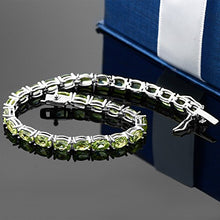Load image into Gallery viewer, Gem Stone King 925 Sterling Silver Peridot Gemstone Birthstone Women's Tennis Bracelet, 12.00 Cttw Jewelry 7 Inch
