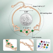 Load image into Gallery viewer, CDE Forever Love Heart Bracelet 925 Sterling Silver with Birthstone Zirconia, Birthday Jewelry Gift for Girls Mother’s Day Gifts for Women Mom