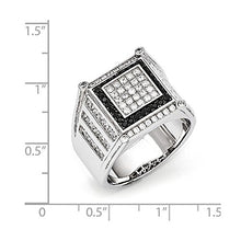 Load image into Gallery viewer, 925 Sterling Silver Cubic Zirconia Cz Black White Mens Band Ring Size 9.00 Man Fine Jewelry For Dad Mens Gifts For Him