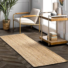 Load image into Gallery viewer, nuLOOM Rigo Hand Woven Farmhouse Jute Runner Rug, 2' 6" x 8', Natural