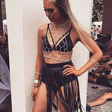 Load image into Gallery viewer, Fenyong Leather Fringe Skirt Tassel Hip Scarf Summer Beach Belts for Women Black