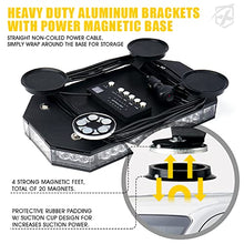 Load image into Gallery viewer, Xprite LED Rooftop Strobe Beacon Lights, Magnetic Base Emergency Traffic Hazard Warning Caution Lightbar w/ 38 Flashing Modes & Controller, for Construction Vehicles Snowplow Mail Trucks - White Amber