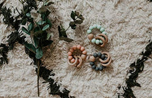 Load image into Gallery viewer, Babe Basics, Teething Rattle for Babies, Natural Wood & BPA-Free Silicone Teether - Grey Clouds
