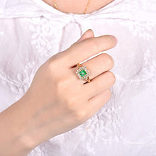 Load image into Gallery viewer, Beyond jewelry Genuine Emerald Diamond Ring 14K Yellow Gold Statement Rings for Women