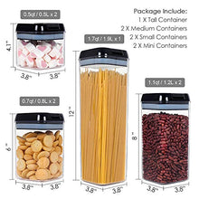 Load image into Gallery viewer, Airtight Food Storage Containers, Vtopmart 7 Pieces BPA Free Plastic Cereal Containers with Easy Lock Lids, for Kitchen Pantry Organization and Storage, Include 24 Labels,Black