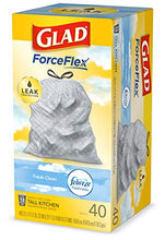 Load image into Gallery viewer, Glad ForceFlex Tall Kitchen Drawstring Trash Bags, Fresh Clean, 13 Gal, 40 Ct (Package May Vary)