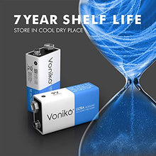 Load image into Gallery viewer, VONIKO 9V Batteries - Alkaline 9V Battery 4 Pack - Ultra Long Lasting with a 7 - Year Shelf Life