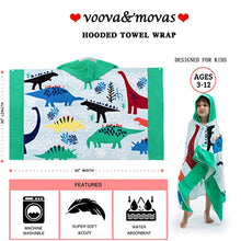 Load image into Gallery viewer, VOOVA & MOVAS Beach Bath Towel with Hood for Kids Toddlers Boys Girls 2 to 7 Years,Oversize Extra Size 50"x30",Super Soft Absorbent Cotton for Bath/Pool/Beach Swim Coverups Bathrobe,Dinosaur Theme
