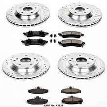 Load image into Gallery viewer, Power Stop K1528 Front and Rear Z23 Carbon Fiber Brake Pads with Drilled & Slotted Brake Rotors Kit