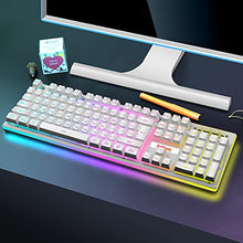 Load image into Gallery viewer, RedThunder K10 Wireless Gaming Keyboard, Rechargeable 3000mAh 2.4G LED Backlit Wireless Keyboard, Ergonomic Keyboard with Mechanical Feeling Keys for PC PS4 Xbox One Mac, Teclado Gamer, White