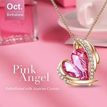 Load image into Gallery viewer, CDE Love Heart Pendant Necklaces for Women Silver Tone Rose Gold Tone Crystals October Birthstone Jewelry Gifts for Party/Anniversary Day/Birthday