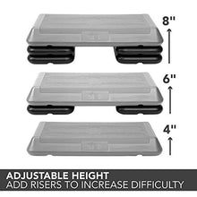 Load image into Gallery viewer, The Step (Made in USA) Original Aerobic Platform – Circuit Size Grey Aerobic Platform and Four Original Black Risers Included with 4, 6, and 8 Platform Height Options