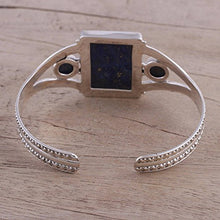 Load image into Gallery viewer, NOVICA Lapis Lazuli .925 Sterling Silver Cuff Bracelet 'Crisscross Magic'