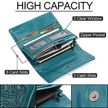 Load image into Gallery viewer, MEITRUE Women's Wallet Leather RFID Blocking Trifold Ladies Purse Embossed long Clutch Card Holder Phone Checkbook Organizer 2214