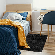 Load image into Gallery viewer, Ophanie Small Area Rug, 2 x 3 Feet Throw Rug, Fluffy Shag Fuzzy Soft Black Rugs for Bedroom, Plush Shaggy Bedside Indoor Floor Room Carpet for Kids Baby Teen Dorm Home Decor Aesthetic, Nursery