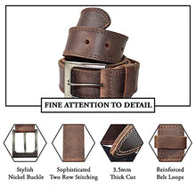 Load image into Gallery viewer, Hide & Drink, Men's Two Row Stitch Leather Belt Handmade :: Bourbon Brown (Size 42)