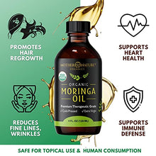 Load image into Gallery viewer, Moringa Oil - Organic USDA Certified, 100% Pure, Cold Pressed & Unrefined Vegan Oil - Natural Moisturizer for Skin, Face, Body & Hair - Great For Fine Lines, Wrinkles - by Mother Nature Organics (4 Ounce)