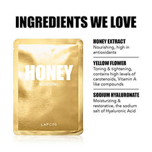 Load image into Gallery viewer, LAPCOS Honey Sheet Mask, Daily Face Mask with Hyaluronic Acid and Antioxidants to Hydrate and Tighten Dry Skin, Korean Beauty Favorite, 5-Pack