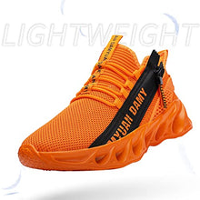 Load image into Gallery viewer, Damyuan Mens Running Tennis Shoes Athletic Gym Walking Workout Sports Fashion Sneakers Blade Shoes Zipper Design Slip-on Comfortable A79 (9.5 Men, Orange)