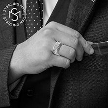 Load image into Gallery viewer, Men's Sterling Silver .925 Designer Ring Band Featuring 52 Round and Baguette Invisible and Channel Set Cubic Zirconia (CZ) Stones (14)