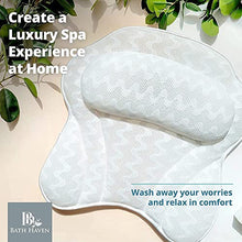Load image into Gallery viewer, Bath Haven Bath Pillow Bathtub Pillow Back Neck Support Pillow, Spa Cushion for Tub, Relaxing Headrest Bath Pillow, Portable Washable Bathtub Accessories with 3D Air Mesh Thick Soft Bath Pillow, White