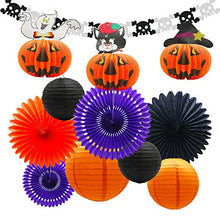 Load image into Gallery viewer, KAXIXI Halloween Party Supplies, Ghost Witch Black Cat Pumpkin Paper Lanterns, Ghost Garland, Paper Fans for Adult Kids Birthday Indoor Outdoor Yard Haunted House Decorations