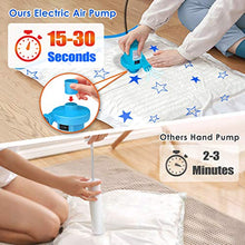 Load image into Gallery viewer, Vacuum Storage Bags with Electric Air Pump, 12 Pack (4 Jumbo, 4 Large, 4 Medium) Reusable Vacuum Compression Space Saver Bags for Clothes, Mattress, Blanket, Duvets, Pillows, Comforters, Quilt, Travel