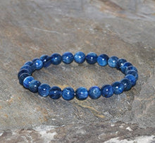 Load image into Gallery viewer, Kyanite Beaded Bracelet Handmade 6mm Dainty Kyanite Gemstone Bracelet Grade AAA Kyanite Deep Blue Bracelet Unisex Bracelet Stacking Bracelet