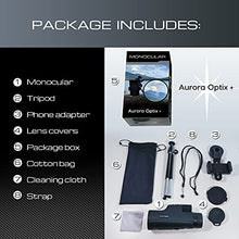 Load image into Gallery viewer, Aurora Optix Monocular 10X42 | High Power Scope with Smartphone Holder & Tripod