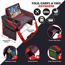 Load image into Gallery viewer, DMoose Kids Travel Tray, Toddler Car Seat Lap Activity Tray with Padded Comfort Base, Side Walls, Mesh Snack Pockets, Tablet Holder, Waterproof Car Seat, Stroller, Learn Area (Grey)